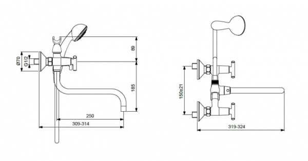 Смеситель для ванны Vidima Тринити BA261AA