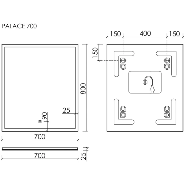 Зеркало с подсветкой  Sancos  Palace (70х80) PA700