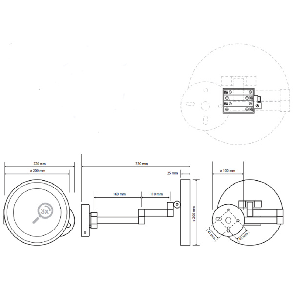 Косметическое зеркало со светодиодной подсветкой Bemeta 116301142