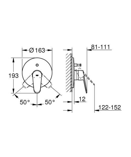 Смеситель для ванны встраиваемый Grohe Eurodisc Cosmopolitan 19548 002 (19548002) хром