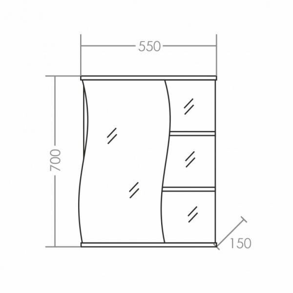 Зеркальный шкаф (55х70)  СаНта Волна 55 101009