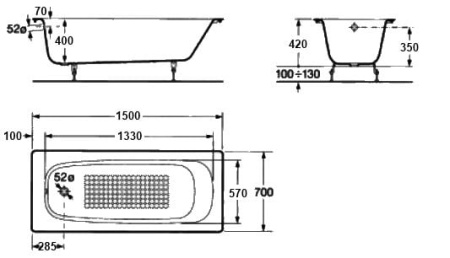 Ванна чугунная Roca Continental (150х70) 21291300R