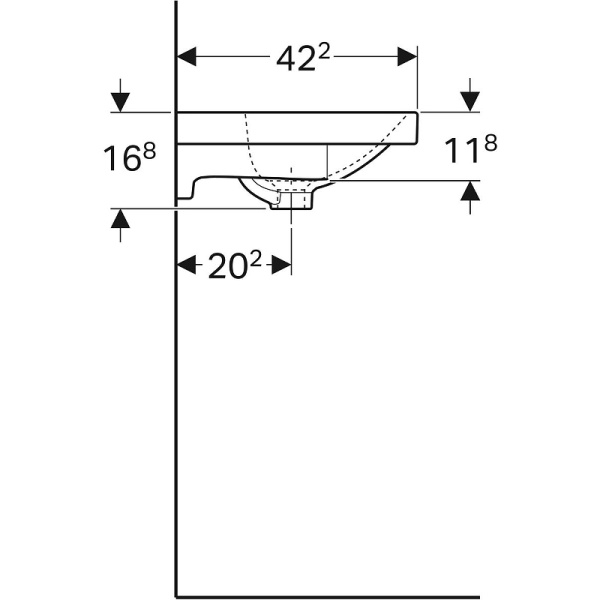 Раковина полувстраиваемая Geberit Acanto Compact 90 500.633.01.2