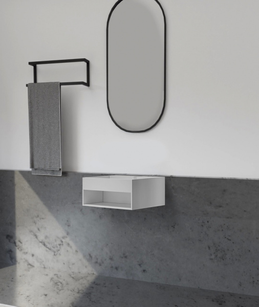 Тумба с раковиной ABBER Stein AS2645-0.8 подвесная, белая матовая