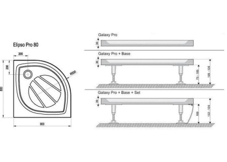 Душевой поддон Ravak Elipso Pro 80х80 XA234401010