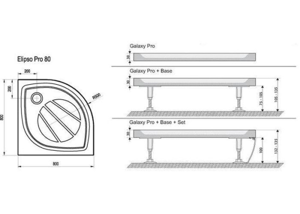 Душевой поддон Ravak Elipso Pro 80х80 XA234401010