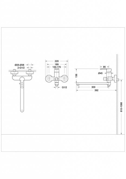 Смеситель для ванны c длинным изливом Bravat Stream-D F637163C-01A