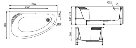Акриловая ванна Roca Merida (170х100) ZRU9302992 левая