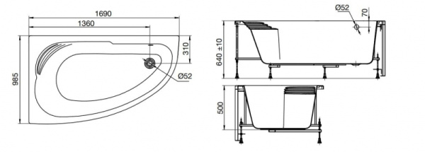 Акриловая ванна Roca Merida (170х100) ZRU9302993 правая