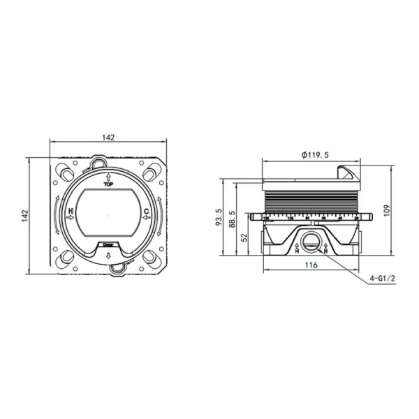 Встраиваемый термостат для ванны AQUAme AQM8802MB черный матовый