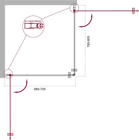 Душевой уголок (70х80) BelBagno ETNA-AH-2-70/80-C-Cr