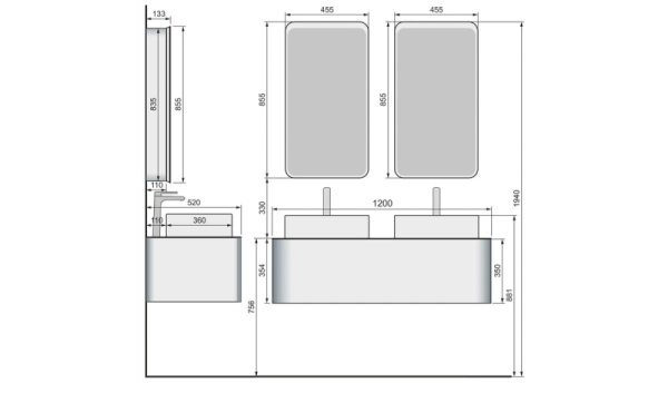 Тумба под раковину RAVAL Pure 120 подвесная белая Pur.01.120/P/W