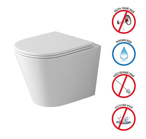 Унитаз подвесной безободковый Grossman  GR-4478SQ с сиденьем микролифт