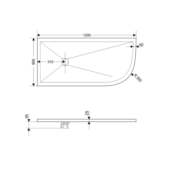 Душевой поддон левый (120х90) RGW Stone Tray ST/AL-G Графит 16154129-02L Душевой поддон левый (120х90) RGW Stone Tray ST/AL-G Графит 16154129-02L
