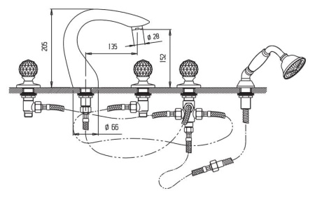 Смеситель на борт ванны Cezares Atlantis ATLANTIS-BVD-03/24-Sw/M