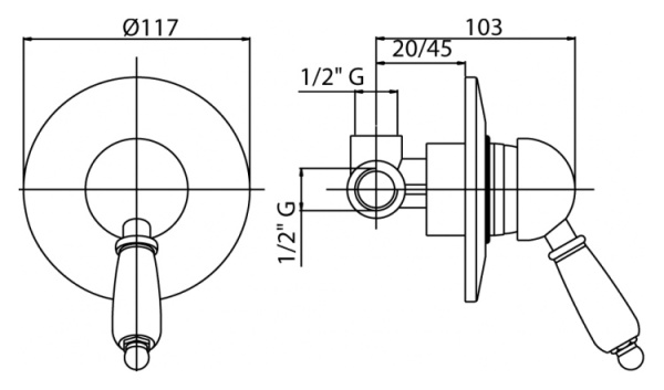 Смеситель для душа Cezares VINTAGE VINTAGE-DIM-01-Sw