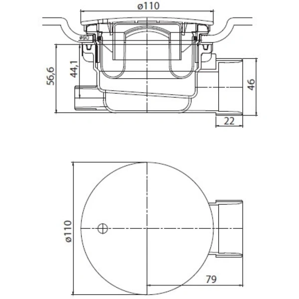 Сифон для душевых поддонов с гидрозатвором универсальный CEZARES CZR-01-90
