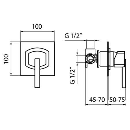Смеситель для душа встраиваемый Webert Azeta AZ880101015, хром