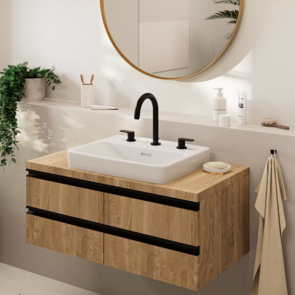 Смеситель для раковины с донным клапаном Hansgrohe Vernis Blend 71553670 черный матовый