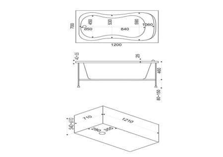 Акриловая ванна Кэмерон (Kameron) 120x70 без гидромассажа В 00018