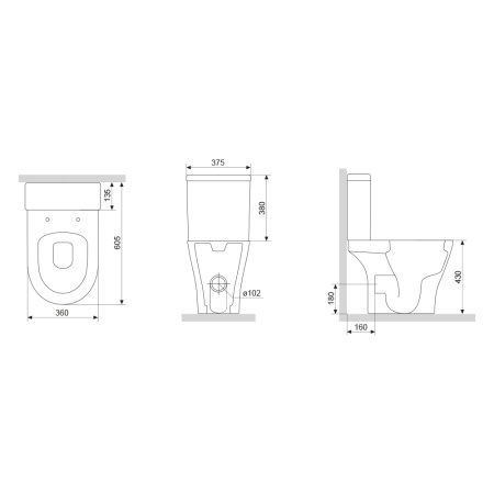 Унитаз-компакт безободковый с сиденьем микролифт Damixa Sirius DX86C8600SC