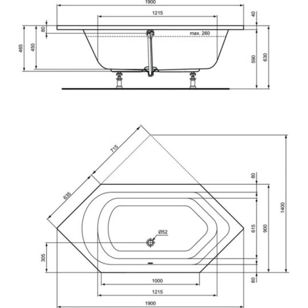 Ванна акриловая (190х90) Ideal Standard HOTLINE K275501 Ванна акриловая (190х90) Ideal Standard HOTLINE K275501
