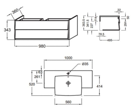 Тумба под раковину Jacob Delafon Escale EB760-N21