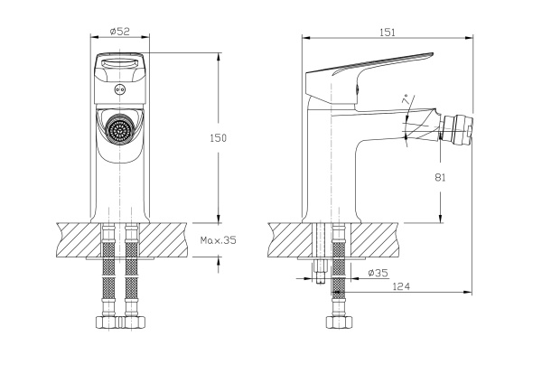 Смеситель для биде RUSH Edge ED7735-12 Смеситель для биде RUSH Edge ED7735-12