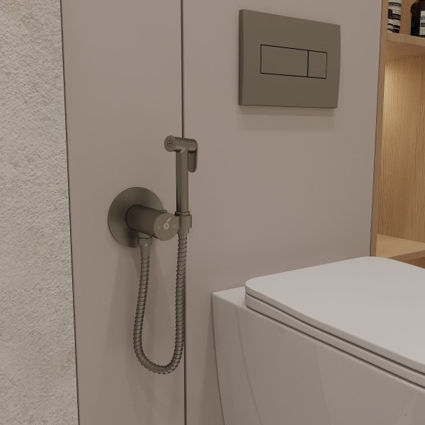 Гигиенический душ с термостатическим смесителем Oliveeka OL-829909-BGM, матовый оружейный металл