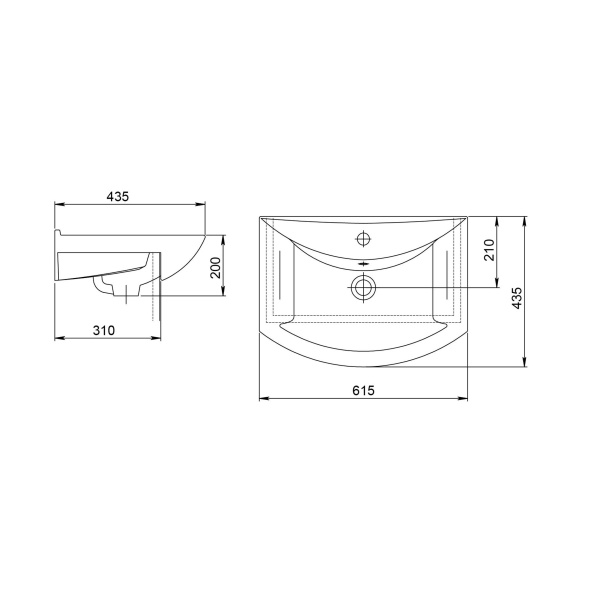 Раковина встраиваемая Onika Грация 60 1.3120.3.S00.11B.0