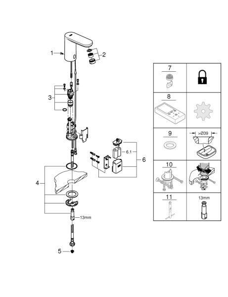 Инфракрасная электроника для раковины без смешивания Grohe Eurosmart Cosmopolitan E 36439 000 (36439000) хром Инфракрасная электроника для раковины без смешивания Grohe Eurosmart Cosmopolitan E 36439 000 (36439000) хром
