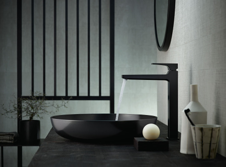 Смеситель для раковины с донным клапаном Push-Open Hansgrohe Metropol 32512670 черный матовый