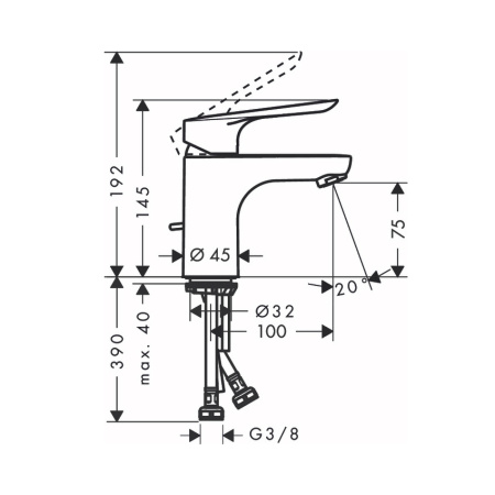 Смеситель для раковины с донным клапаном Hansgrohe Logis E 71160000 хром