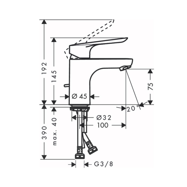 Смеситель для раковины с донным клапаном Hansgrohe Logis E 71160000 хром