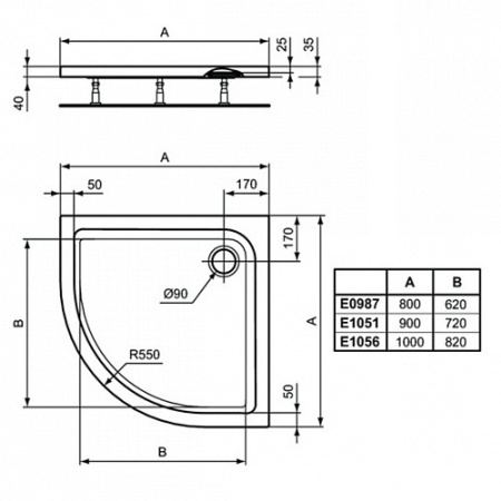 Душевой поддон Ideal Standard CONNECT AIR (80х80) E098701, белый