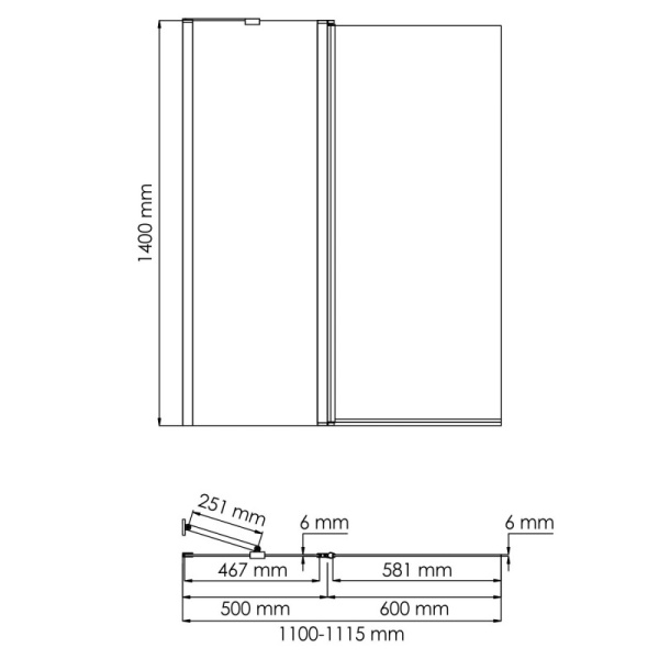 Стеклянная шторка на ванну WasserKraft Salm (110х140) 27P02-110