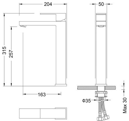 Смеситель для раковины-чаши Timo Selene черный 3061/03F