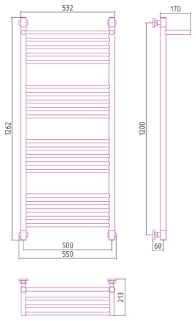 Полотенцесушитель Водяной Сунержа Богема с полкой + (120х50) Золото 03-0223-1250
