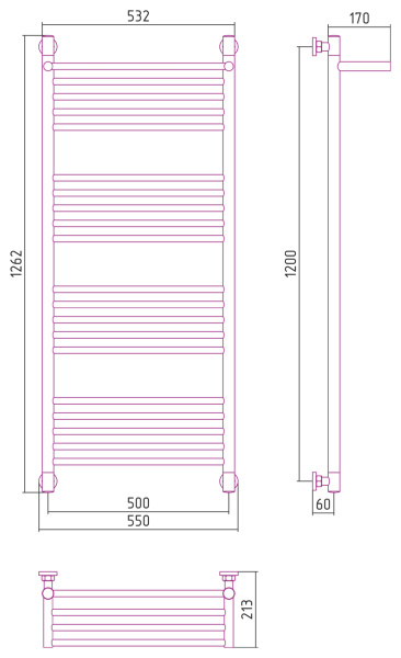 Полотенцесушитель Водяной Сунержа Богема с полкой + (120х50) Сатин 071-0223-1250