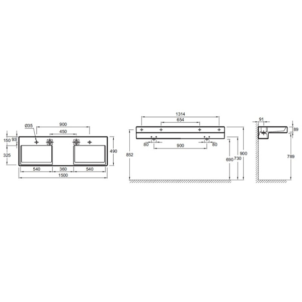 Раковина подвесная Jacob Delafon Terrace EXA9112-00