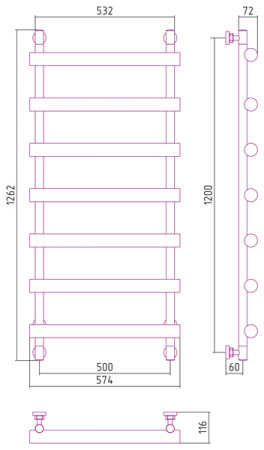 Полотенцесушитель Водяной Сунержа Атлант (120х50) Матовый Белый 30-0226-1250