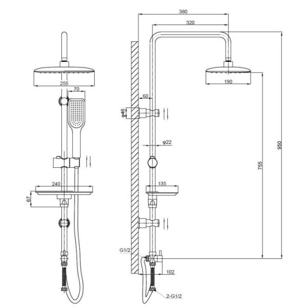 Душевая система Esko ST1250