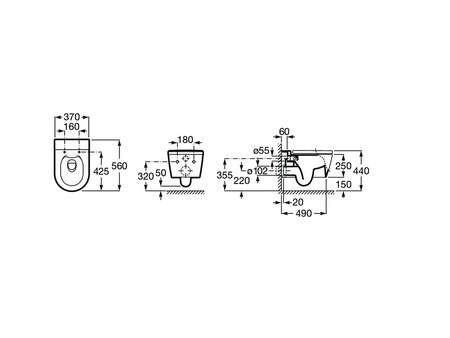 Унитаз подвесной безободковый Roca Inspira Round , Rimless,  346527620 белый матовый