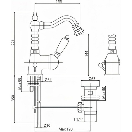 Смеситель для биде Cezares Elite ELITE-BSM2-BIO