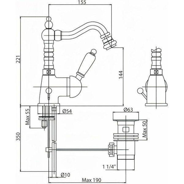Смеситель для биде Cezares ELITE ELITE-BSM2-01-M