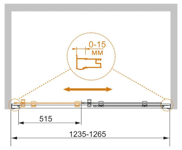 Душевая дверь (125х185) CEZARES PRATICO PRATICO-BF-1-125-C-Cr