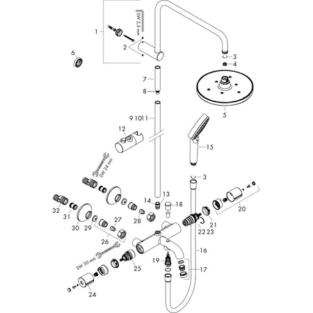 Душевая система Hansgrohe Vernis Blend Showerpipe 200 1jet EcoSmart 26079000, хром