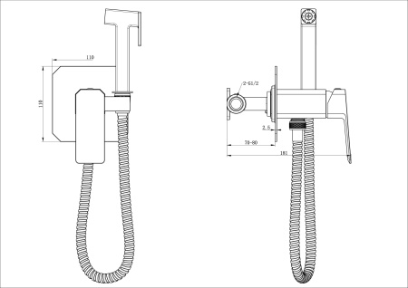 Смеситель с гигиеническим душем встраиваемый WONZON & WOGHAND DIAMOND, темный графит WW-88829011-BGM