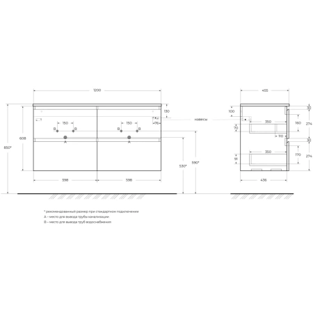 Тумба под раковину 120 BelBagno Uno UNO-1200-4C-SO-AO голубой матовый, без раковины