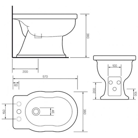 Биде напольное Tiffany World TWBR06-3 bi*3